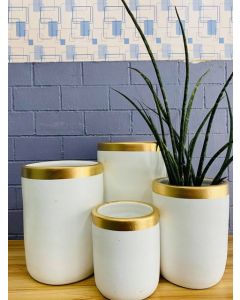 Export Quality Clay Pots (S/M/L) - White with Gold rim