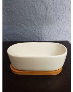 Rectangular (round edges) Ceramic with wooden plate