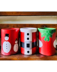 Christmas Series Santa Set Cylindrical Clay Pots