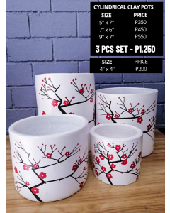 Cherry Blossom Series White Clay Pots